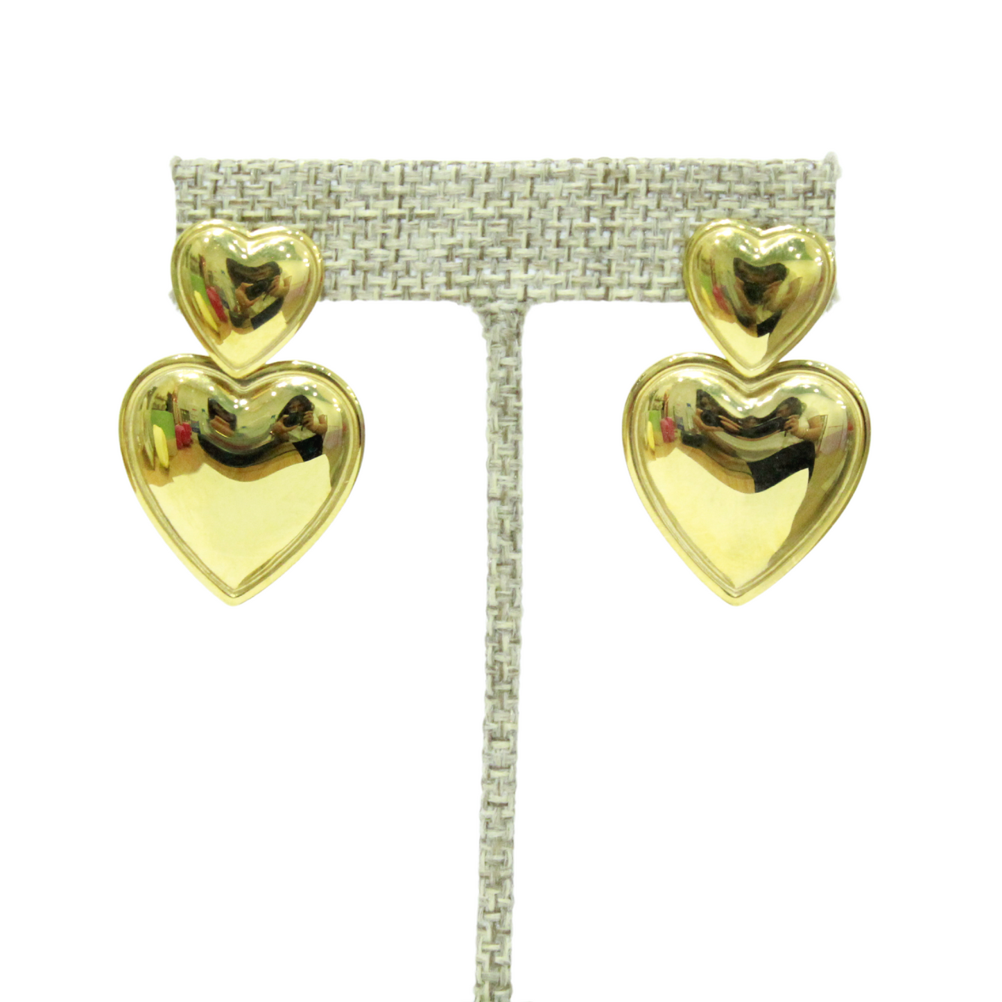 Aretes Double Heart Dorados